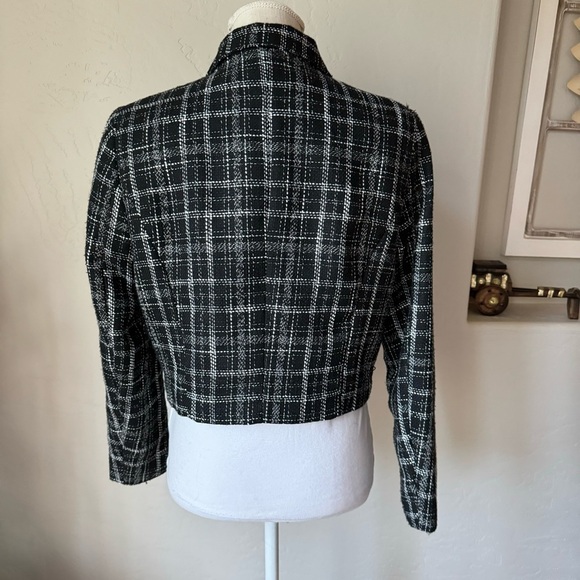 Zara Womens Plaid Tweed Crop Jacket Size‎ L - Picture 4 of 14